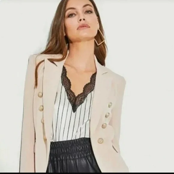 GENERATION LOVE DELILAH CREPE LATTE BLAZER SZ Various.NWOT